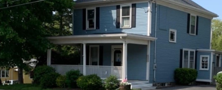Blue colonial house